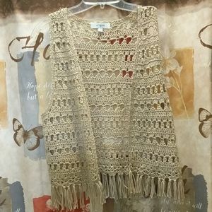 Tan crochet vest